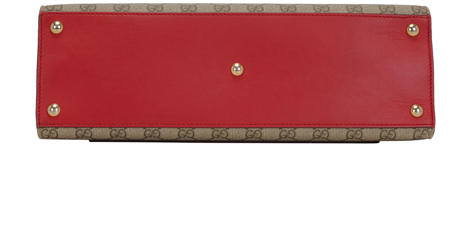 Padlock Top Handle, &pound;1,100, Handbags, Beige/Red, Canvas/Leather, Top view
